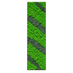 Panou vertical cu licheni verde intens și benzi diagonale gri-verzi, 100x30 cm, vedere frontală
