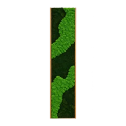 Tablou vertical cu licheni verde deschis și închis, model ondulat, 100x40 cm, vedere frontală