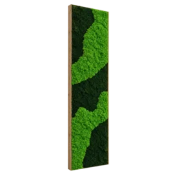 Tablou vertical cu licheni verde deschis și închis, model ondulat, 100x40 cm, vedere din stânga