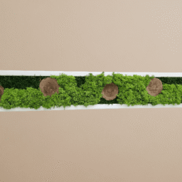 tablou decorativ cu licheni naturali și mușchi plat în ramă albă